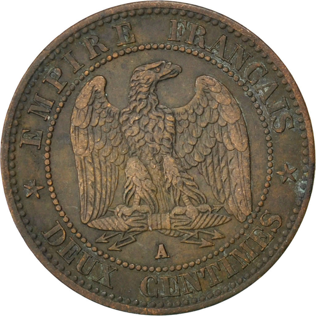 FRANCE, Napoléon III, 2 Centimes, 1856, Paris, KM #776.1, VF(20-25), Bronze, G..