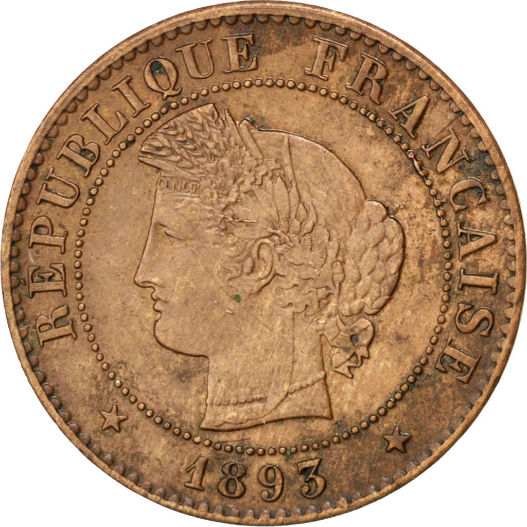 FRANCE, Cérès, Centime, 1893, Paris, KM #826.1, EF(40-45), Bronze, Gadoury #88,