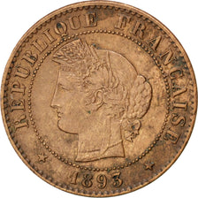 FRANCE, Cérès, Centime, 1893, Paris, KM #826.1, EF(40-45), Bronze, Gadoury #88,