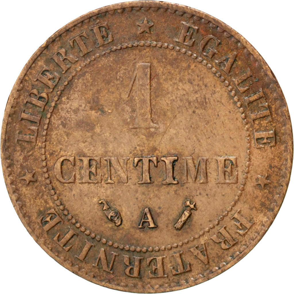 FRANCE, Cérès, Centime, 1893, Paris, KM #826.1, EF(40-45), Bronze, Gadoury #88,