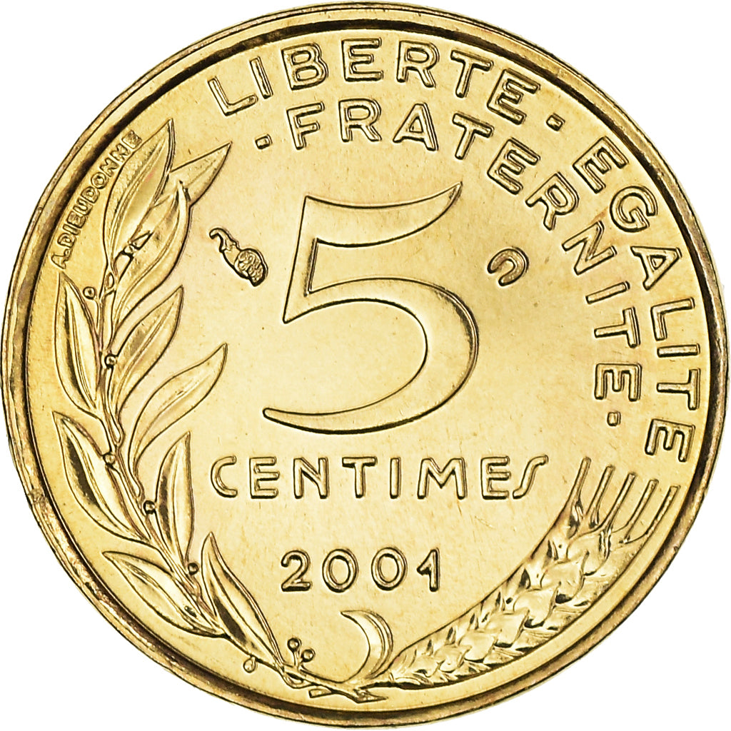 Coin, France, Marianne, 5 Centimes, 2001, Paris, BU, MS(65-70), Aluminum-Bronze