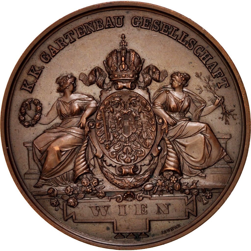 Austria, Vienna horticulture Society, Flora, Medal, 1877, AU(50-53), Bronze, 56