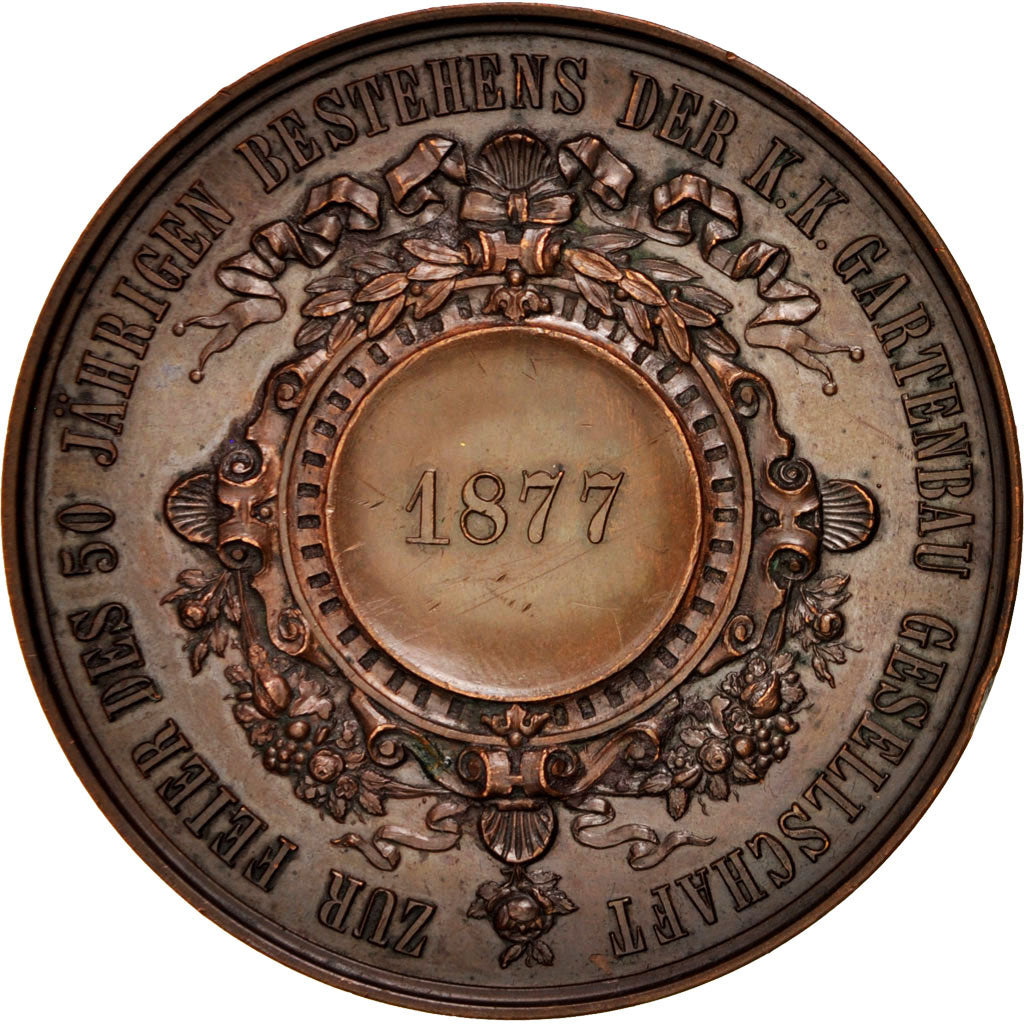 Austria, Vienna horticulture Society, Flora, Medal, 1877, AU(50-53), Bronze, 56