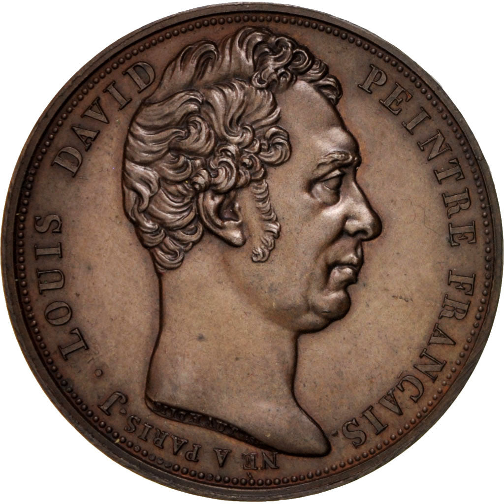 France, Louis David, Medal, 1819, AU(55-58), Bronze, 34mm, by Michaut