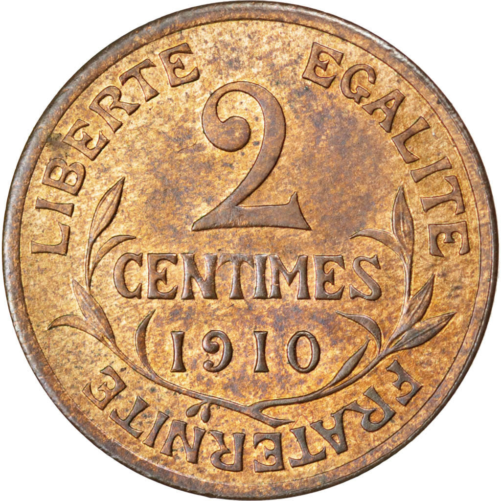 Francia, 2 Centimes, 1910, SPL-, Bronzo, KM:841, Gadoury:107