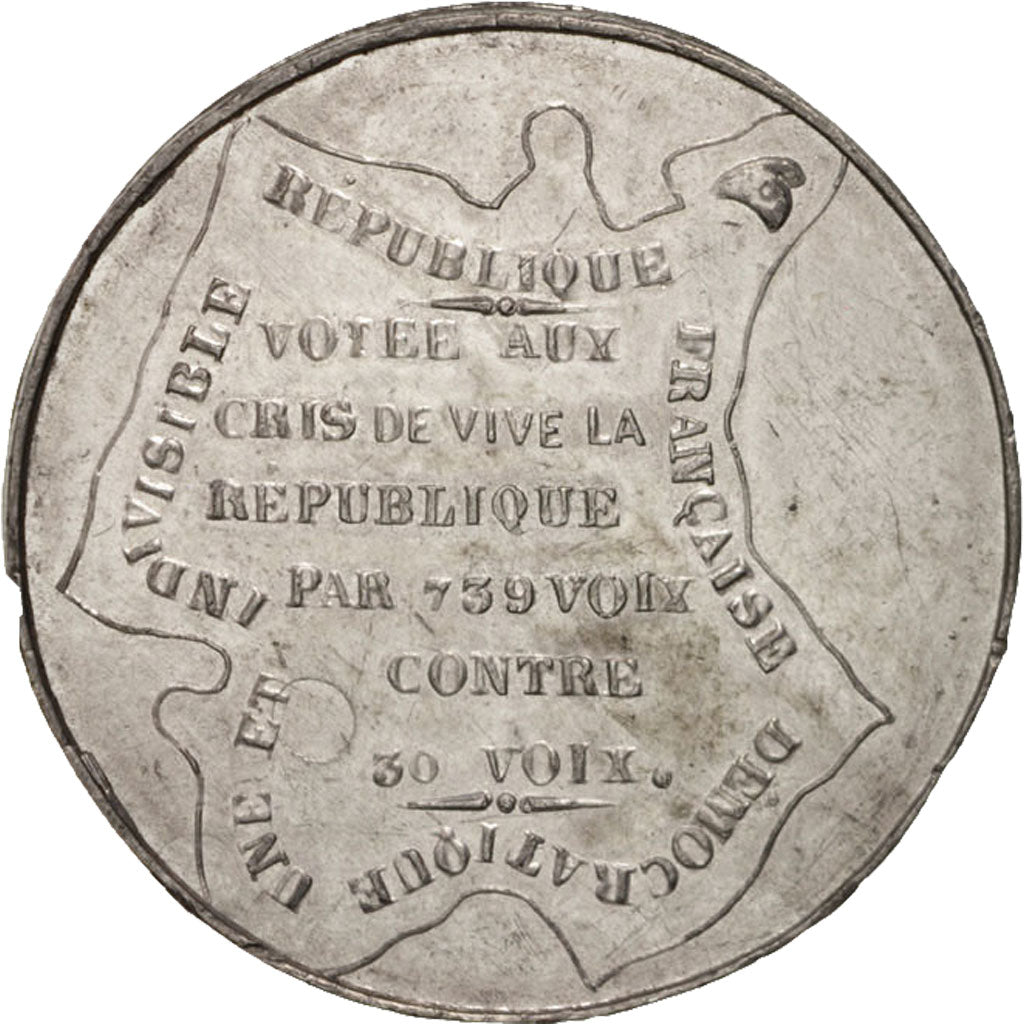 France, Constitution vote, History, Medal, 1848, AU(55-58), Tin, 45mm