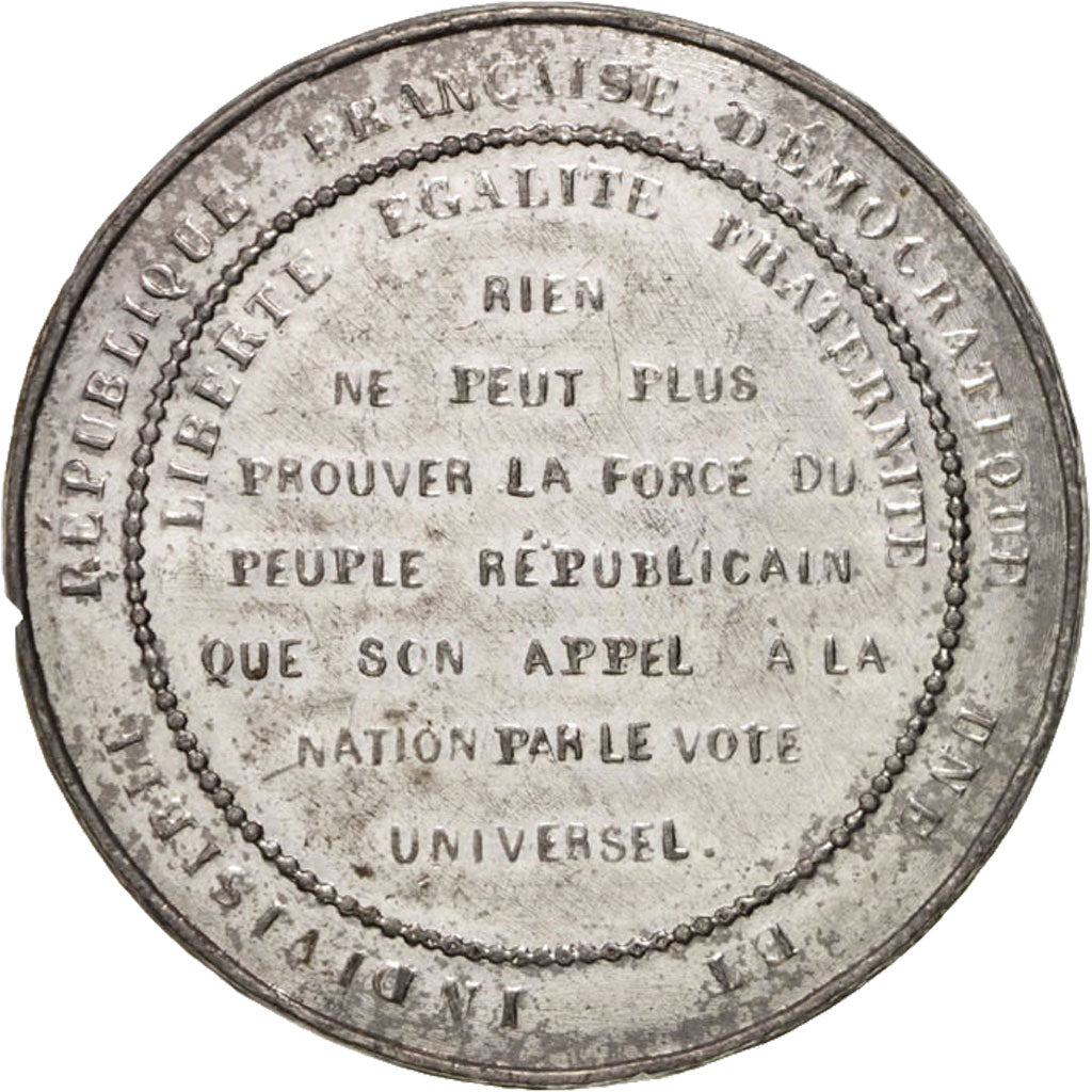 France, Universal vote, History, Medal, 1848, AU(55-58), Tin, 48mm
