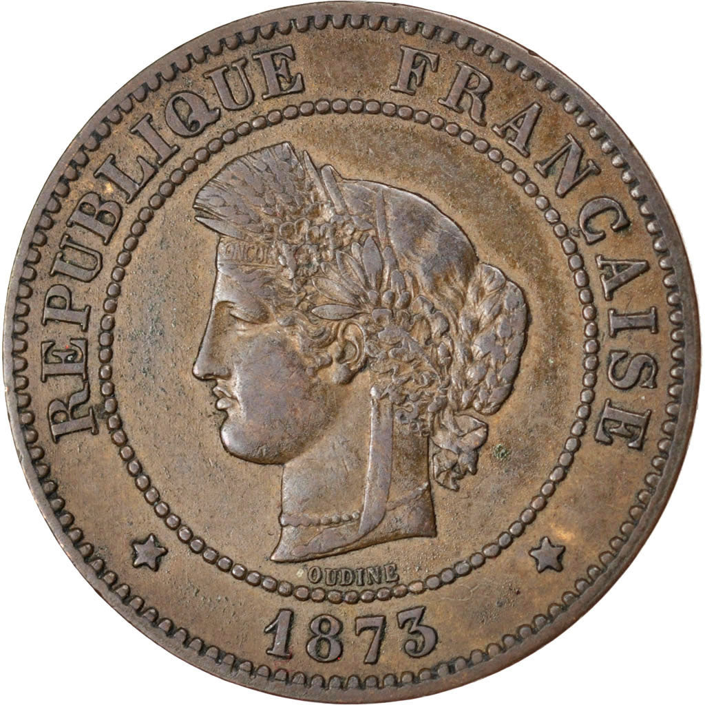 FRANCE, Cérès, 5 Centimes, 1873, Paris, KM #821.1, AU(50-53), Bronze, Gadoury #.