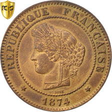 Moneta, Francja, Cérès, 5 Centimes, 1874, Bordeaux, PCGS, MS64RB, MS(64)