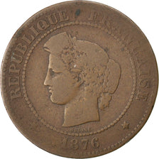 Monnaie, France, Cérès, 5 Centimes, 1876, Paris, B, Bronze, KM:821.1