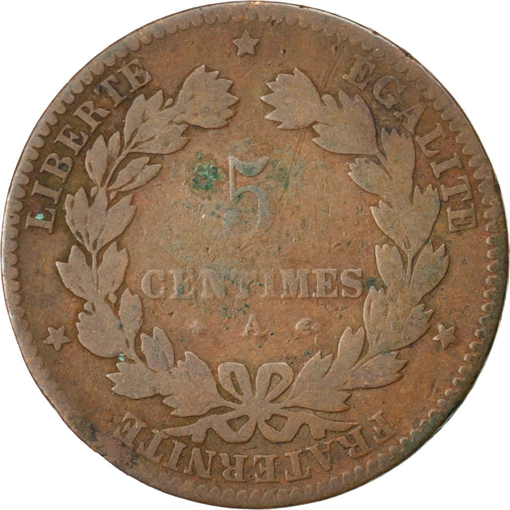Coin, France, Cérès, 5 Centimes, 1876, Paris, VG(8-10), Bronze, KM:821.1