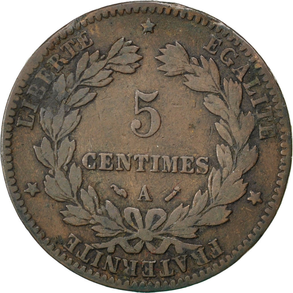 Coin, France, Cérès, 5 Centimes, 1882, Paris, VF(20-25), Bronze, KM:821.1