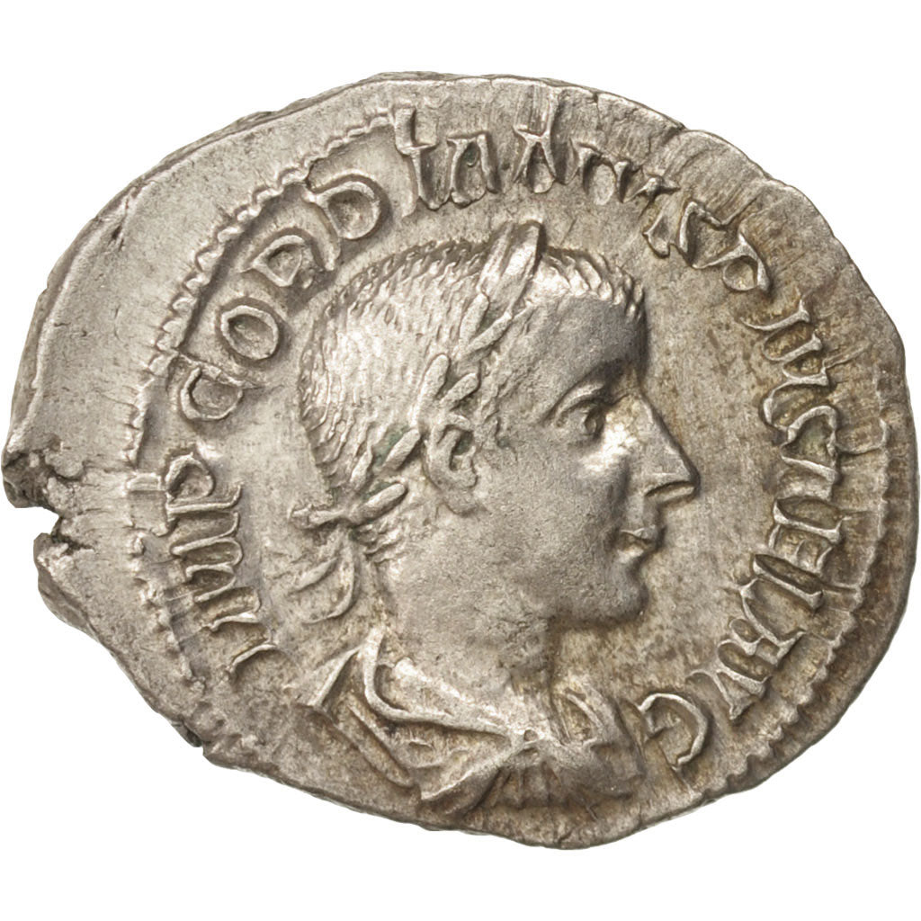 Moneta, Gordian III, Denarius, 241, Roma, AU(55-58), Srebro, RIC:131