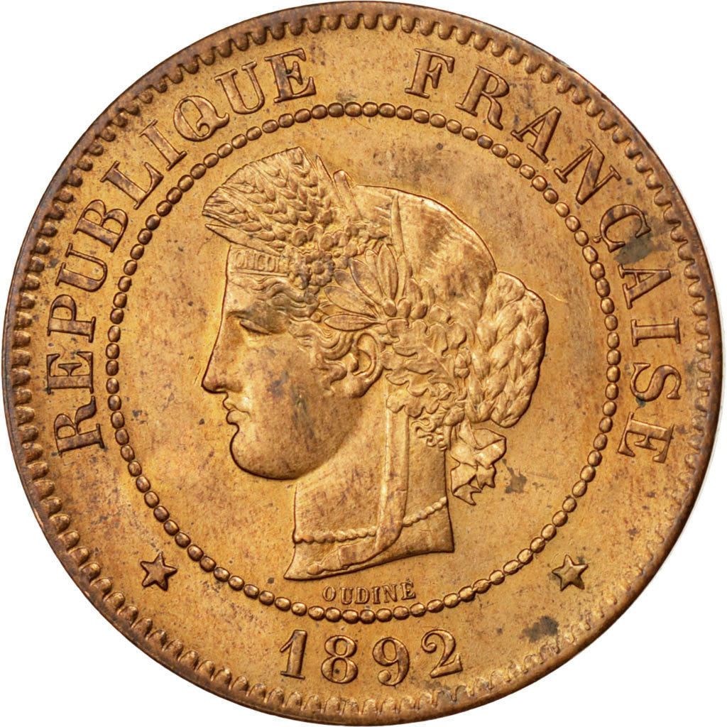 Coin, France, Cérès, 5 Centimes, 1892, Paris, MS(63), Bronze, KM:821.1