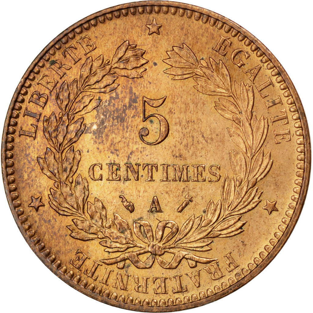 Coin, France, Cérès, 5 Centimes, 1892, Paris, MS(63), Bronze, KM:821.1