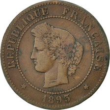 FRANCE, Cérès, 5 Centimes, 1893, Paris, KM #821.1, F(12-15), Bronze, Gadoury #..