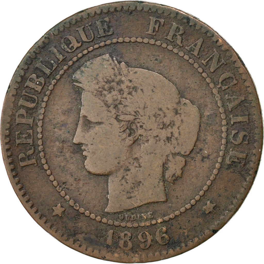 FRANCE, Cérès, 5 Centimes, 1896, Paris, KM #821.1, VG(8-10), Bronze, Gadoury #..