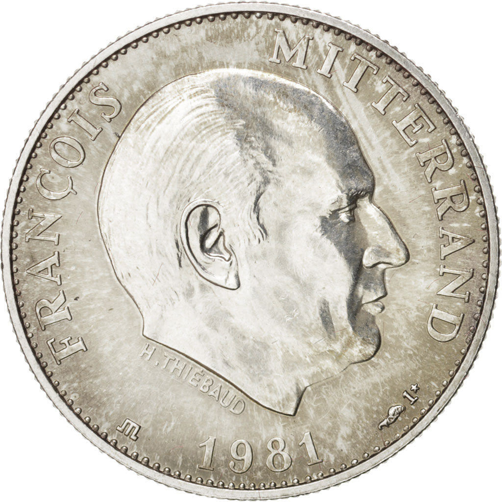 France, François Mitterrand, History, Medal, 1981, MS(63), Silver, 21mm