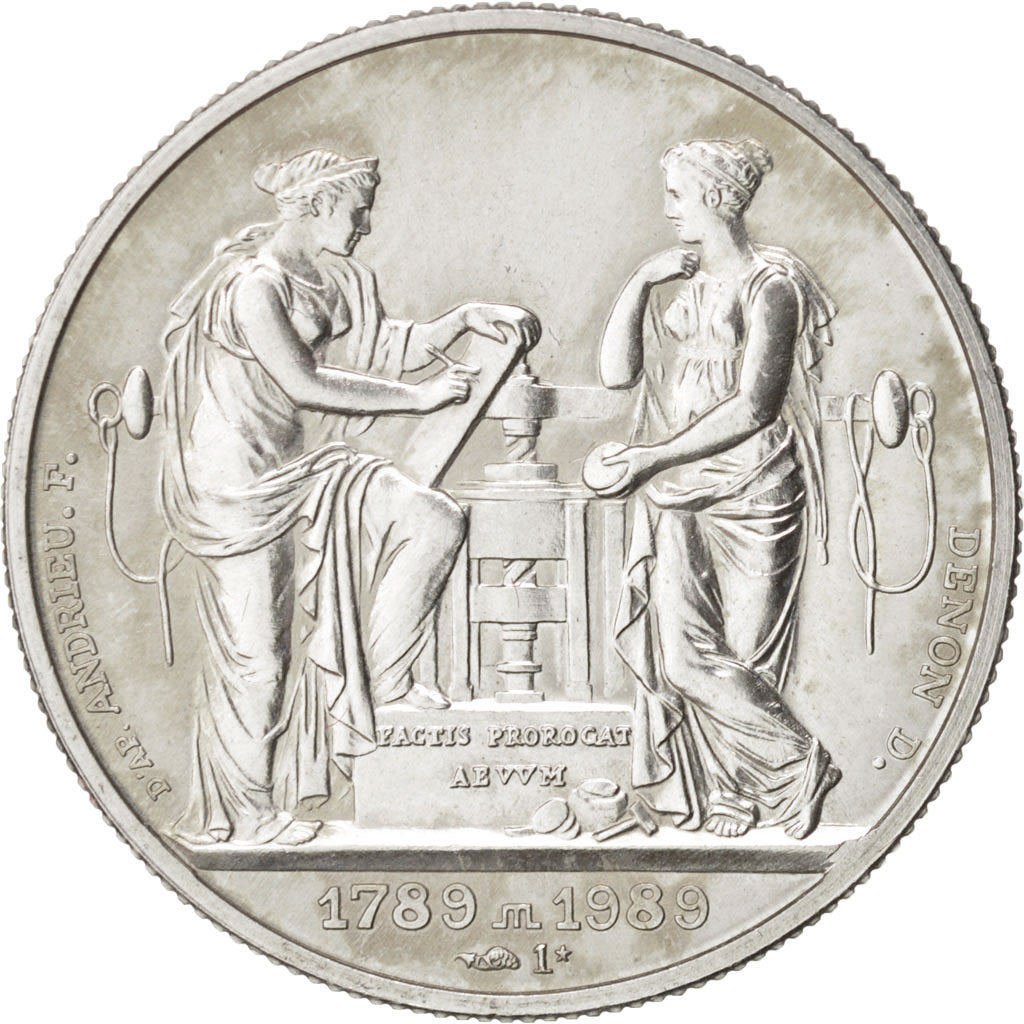 France, French Fifth Republic, History, Medal, 1989, MS(63), Delannoy, Silver...