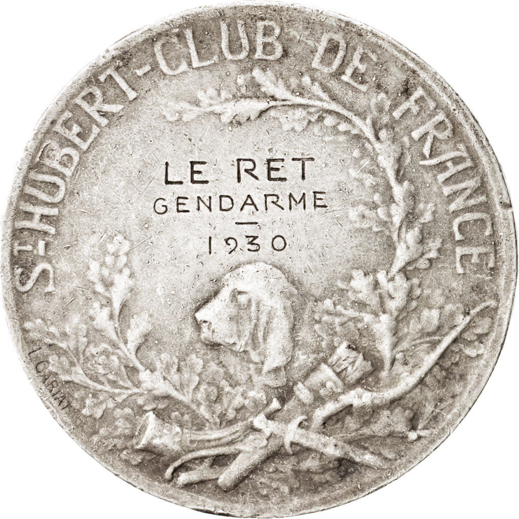 France, St Hubert Club de France, Medal, 1930, EF(40-45), Cariat, Bronze, 35mm