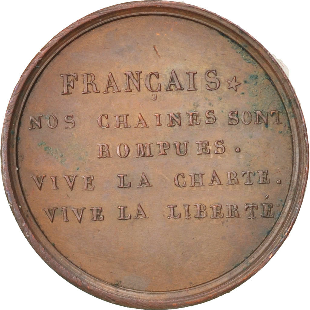 France, Charte, History, Medal, 1830, AU(50-53), Montagny, Bronze, 25