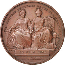 France, Brussels-Paris Railway, Medal, 1846, AU(50-53), Copper, 36mm