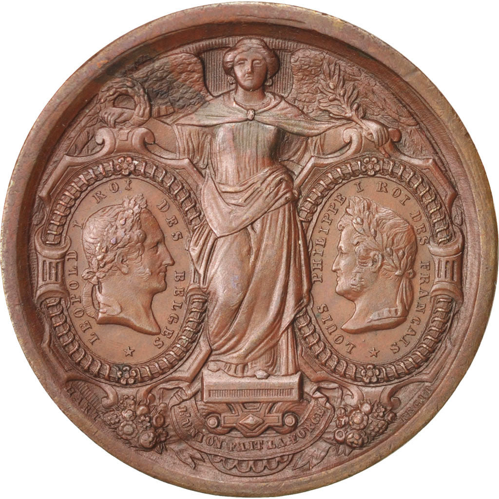 France, Brussels-Paris Railway, Medal, 1846, AU(50-53), Copper, 36mm