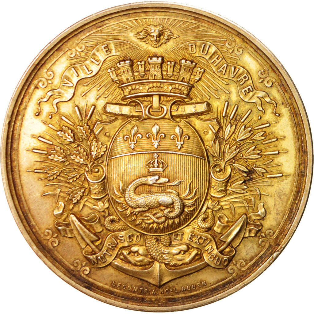 France, Business & industry, Medal, 1887, AU(55-58), Vermeil, 55mm