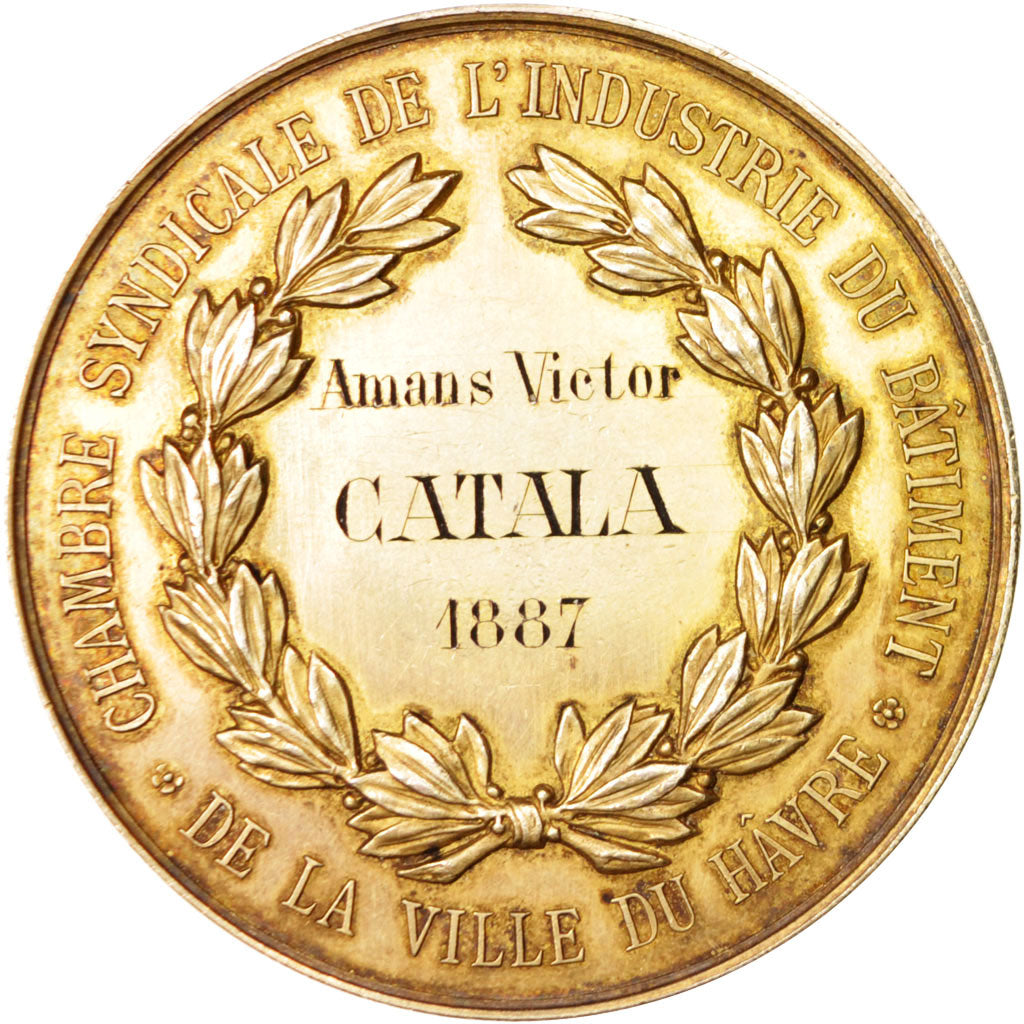 France, Business & industry, Medal, 1887, AU(55-58), Vermeil, 55mm