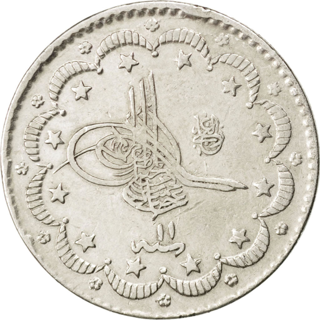 TURKEY, 5 Kurush, 1885, Qustantiniyah, KM #737, EF(40-45), Silver, 5.94