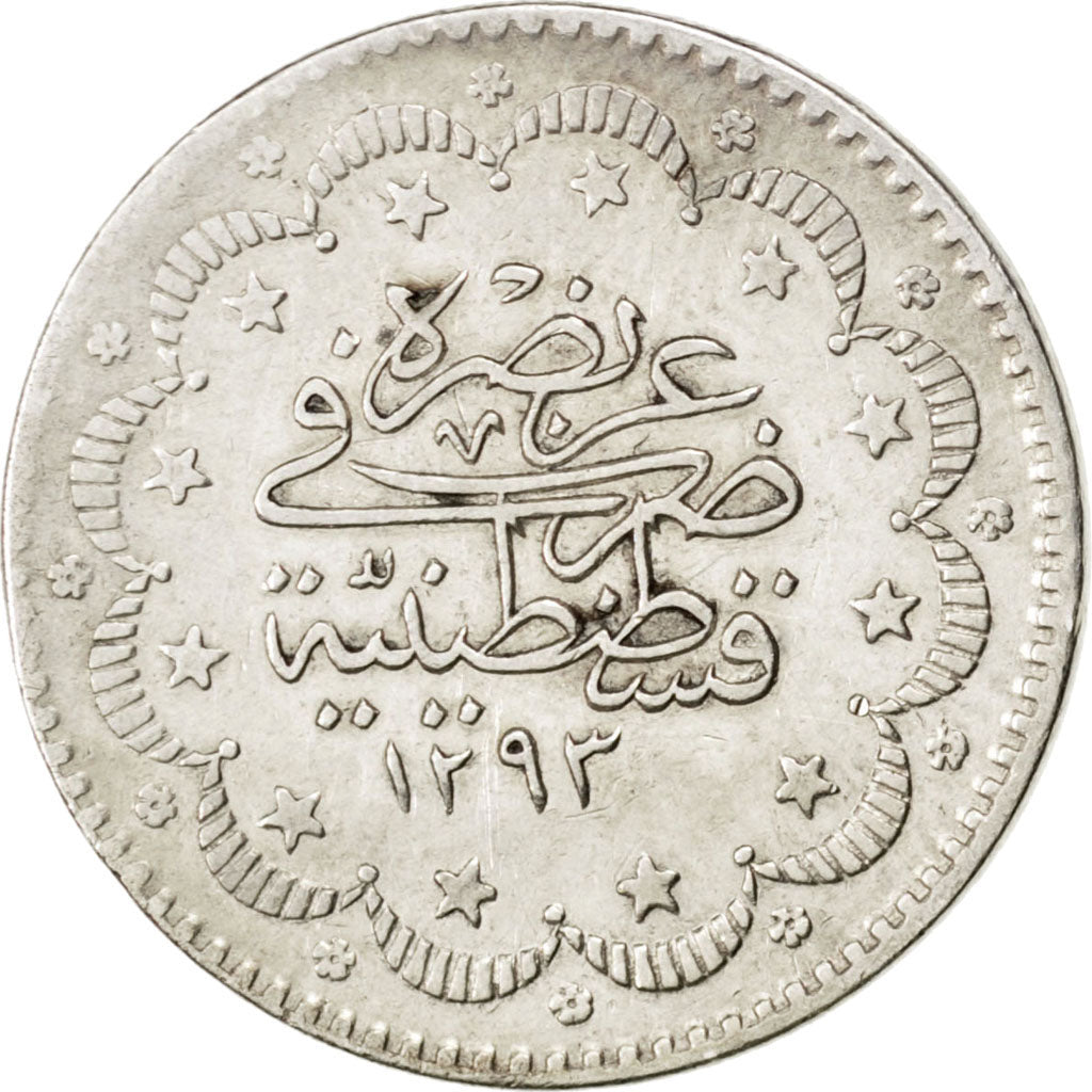 TURKEY, 5 Kurush, 1885, Qustantiniyah, KM #737, EF(40-45), Silver, 5.94