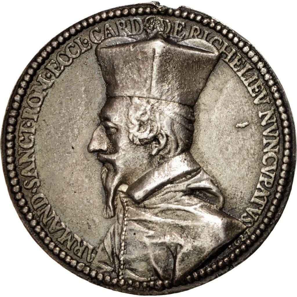 France, Richelieu, History, Medal, 1627, AU(50-53), Silver, 49mm
