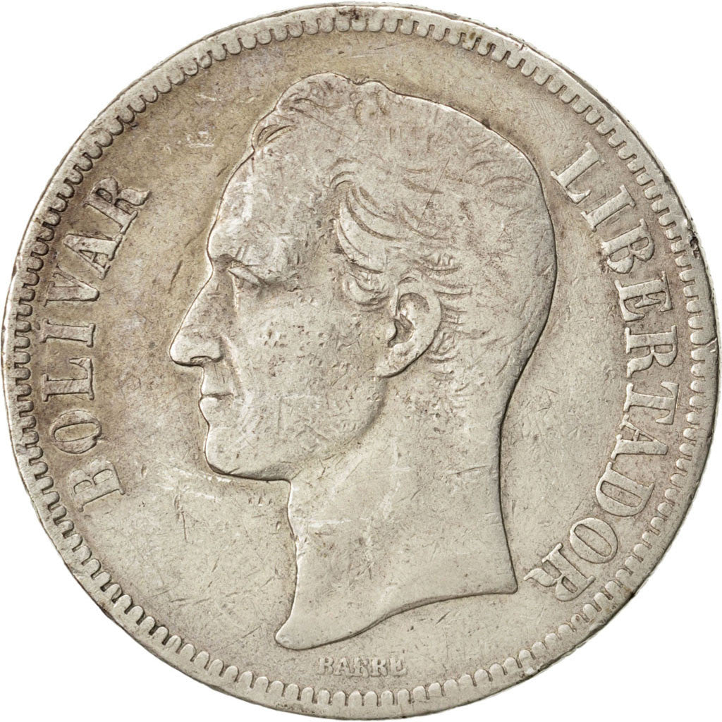 Monnaie, Venezuela, Gram 25, 5 Bolivares, 1902, TB+, Argent, KM:24.2
