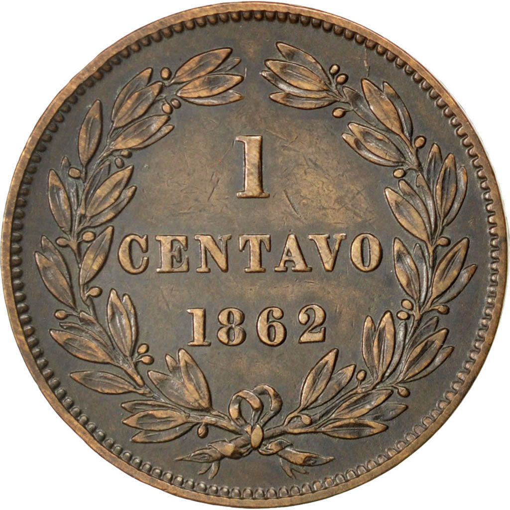 VENEZUELA, Centavo, 1862, Heaton, KM #7, AU(50-53), Copper, 25, 7.73