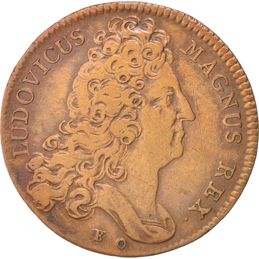 France, Token, Royal, Louis XIV, 1704, AU(50-53), Copper