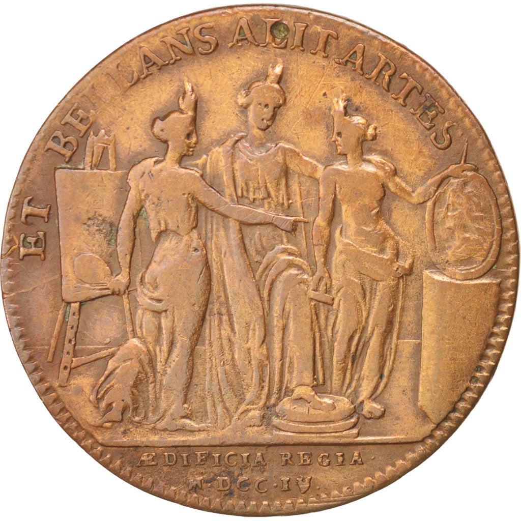France, Token, Royal, Louis XIV, 1704, AU(50-53), Copper