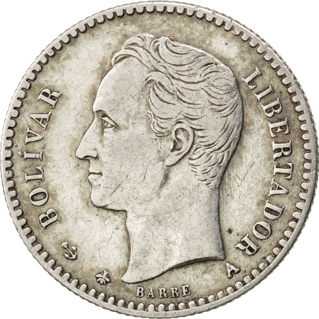 VENEZUELA, 10 Centavos, 1876, Paris, KM #13.1, EF(40-45), Silver, 2.51