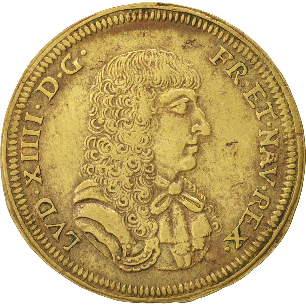 France, Royal, Louis XIV, Token, AU(55-58), Brass, 31mm