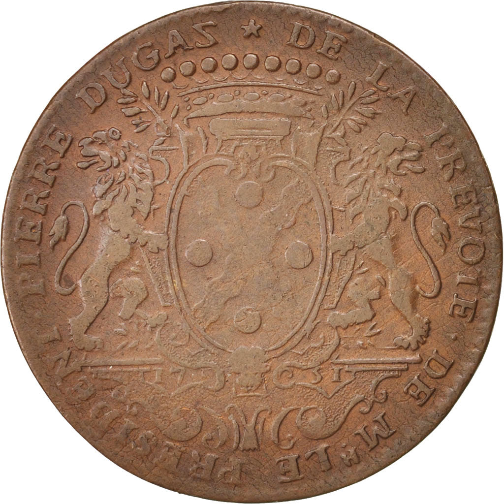 France, Jeton, Royal, Lyon, PIerre Dugas, 1751, SUP+, Cuivre, Feuardent:10644