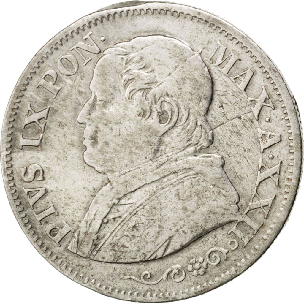 Munten, Italiaanse staten, PAPAL STATES, Pius IX, 10 Soldi, 50 Centesimi, 1867