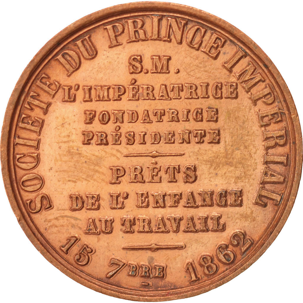 France, Token, Second Empire, Société du Prince Impérial, 1862, AU(55-58)