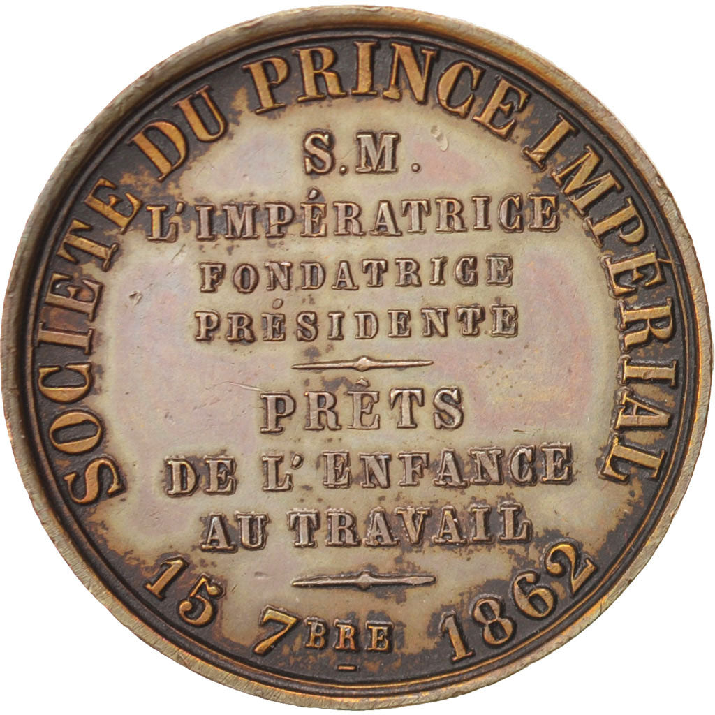 France, Jeton, Second Empire, Société du Prince Impérial, 1862, TTB+, Cuivre