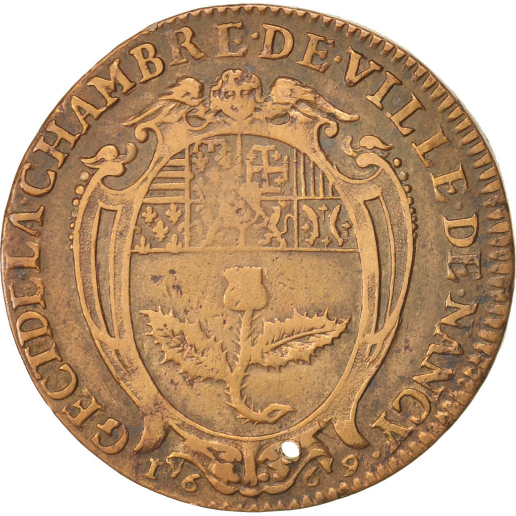 Frankreich, Token, Lorraine, Charles IV, 1669, SS, Kupfer, Feuardent:7687