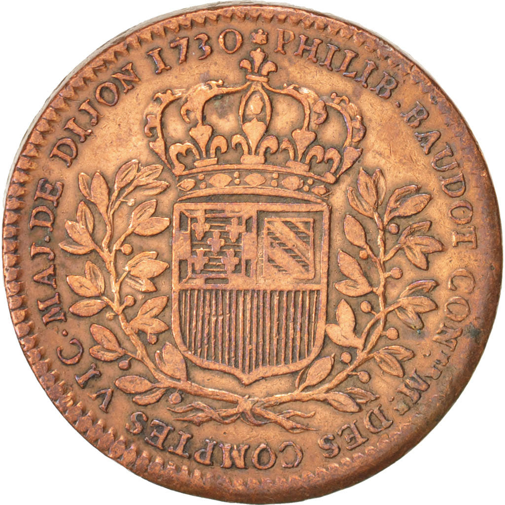 Francia, Token, Ville de Dijon, Philibert Baudot, 1730, BB+, Rame