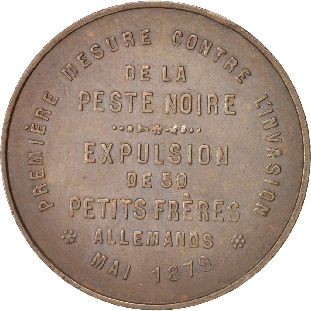 Francia, Token, Expulsion de 50 petits frères allemands, 1879, SPL-, Rame