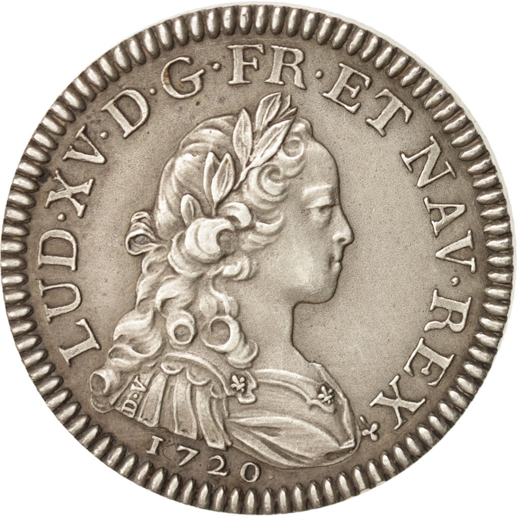 France, Royal, Small Louis d'argent copy, Louis XV, Token, 1720, AU(55-58)