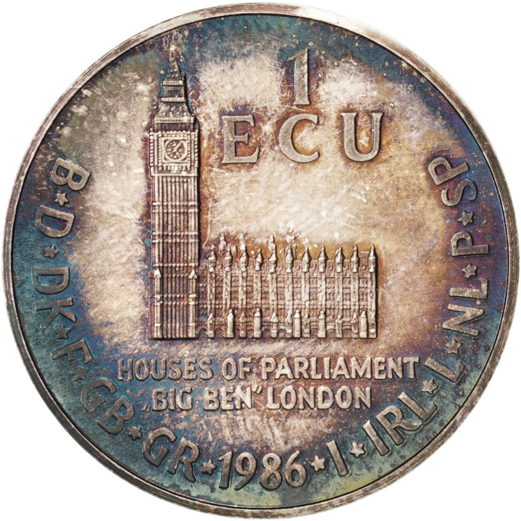France, European coinage test, 1 ecu, History, Medal, 1986, AU(55-58), Silver