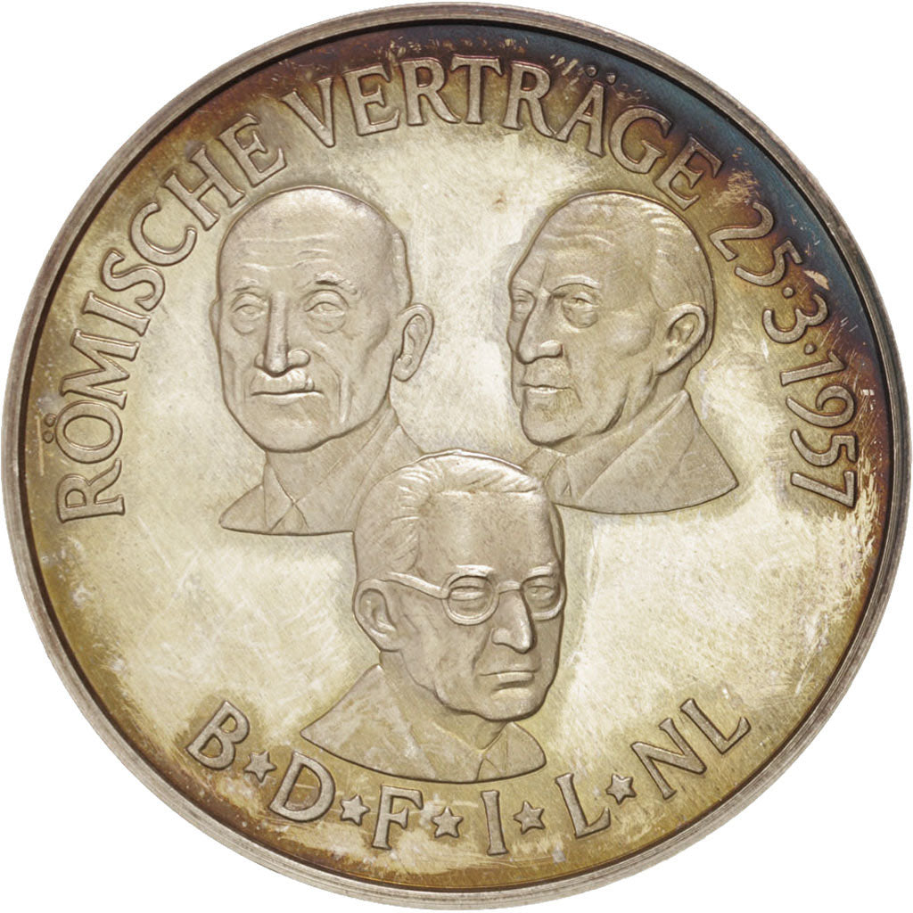 France, Medal, European coinage test, 10 ecu, History, 1986, AU(55-58), Silver