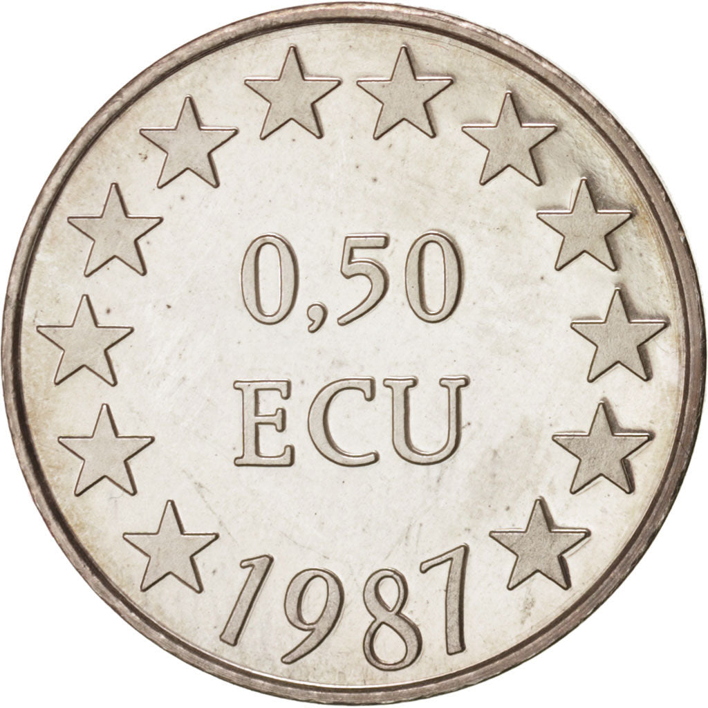 France, Medal, European coinage test, 0,50 ecu, History, 1987, SPL, Argent