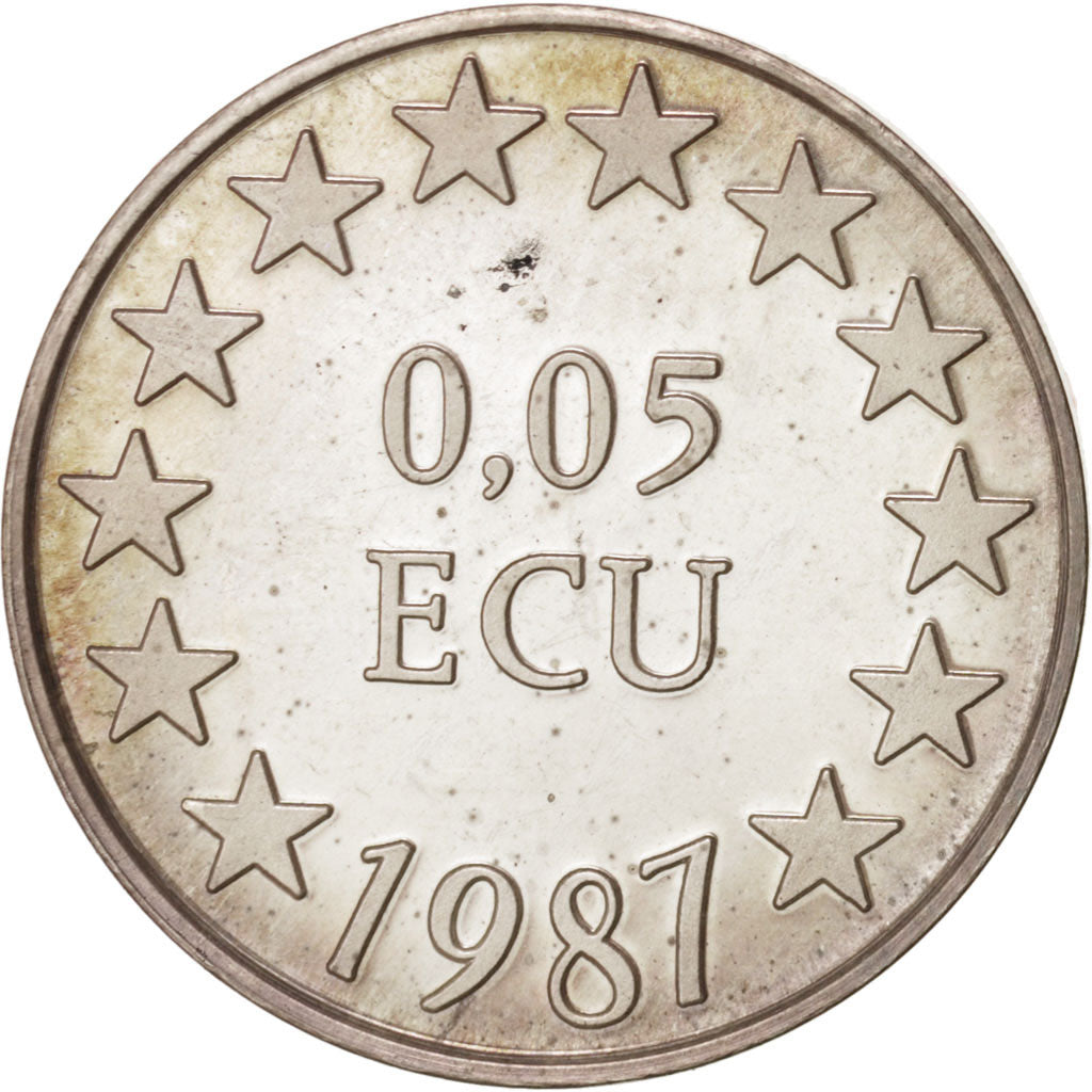 France, Medal, European coinage test, 0,05 ecu, History, 1987, SPL, Argent